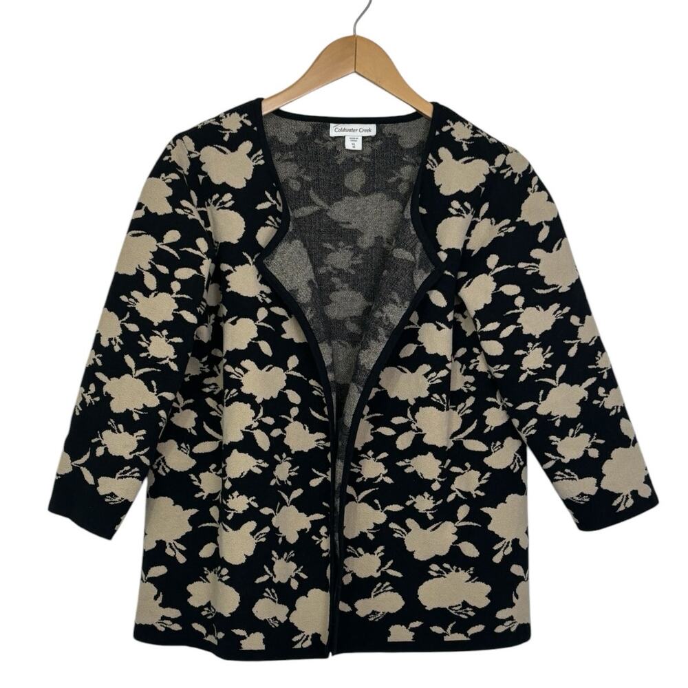 Coldwater Creek Printed Open Cardigan Black and Tan Size XL - Picture 8 of 8